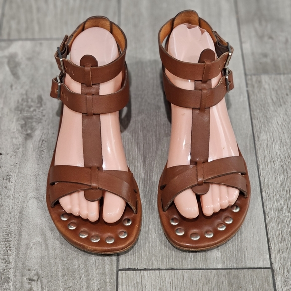 MATT BERNSON Brown Leather Studded Gladiator Sandals 7M - Picture 3 of 8